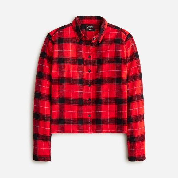 J. Crew Cropped Garçon Shirt in Red & Black Plaid Flannel Sz 22 New With Tags - Picture 4 of 10